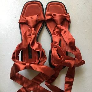 ZARA WOMEN’S ORANGE RIBBON SHOES SIZE 7